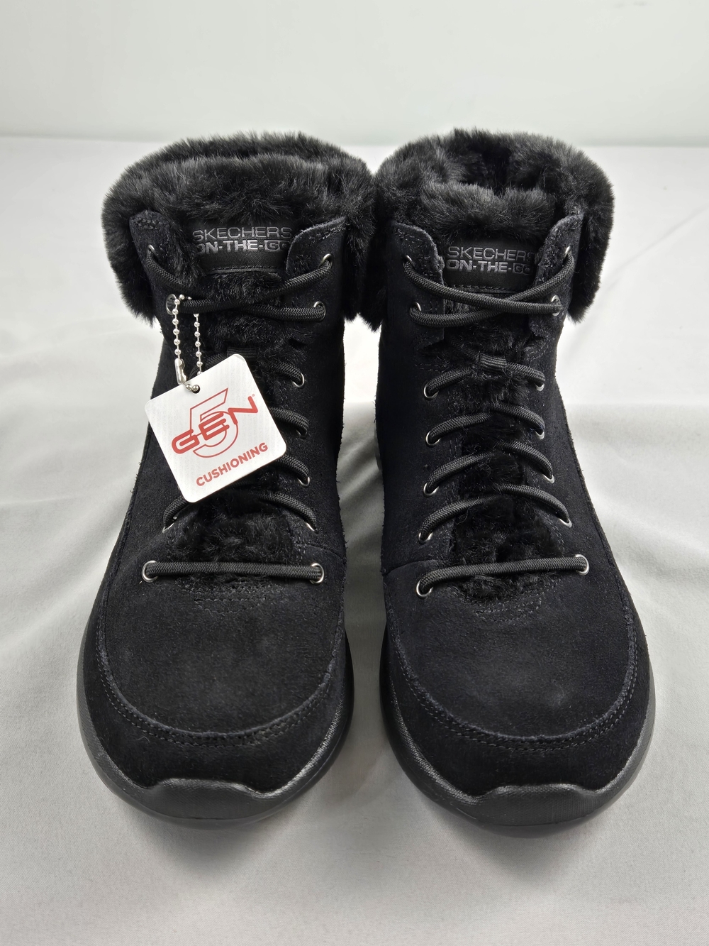 Skechers On-the-GO winter boots Women's Black Faux-Fur Lace-Up Boots